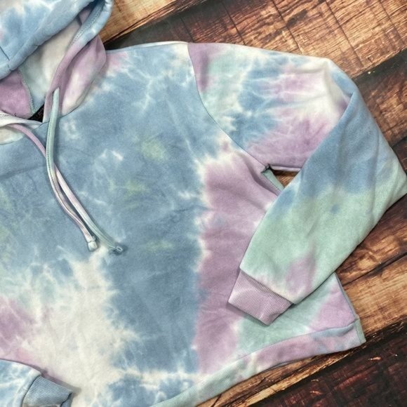 RELISTED Tie Dye Cropped Hoodie - Crop Top Jacket - Picture 3 of 6